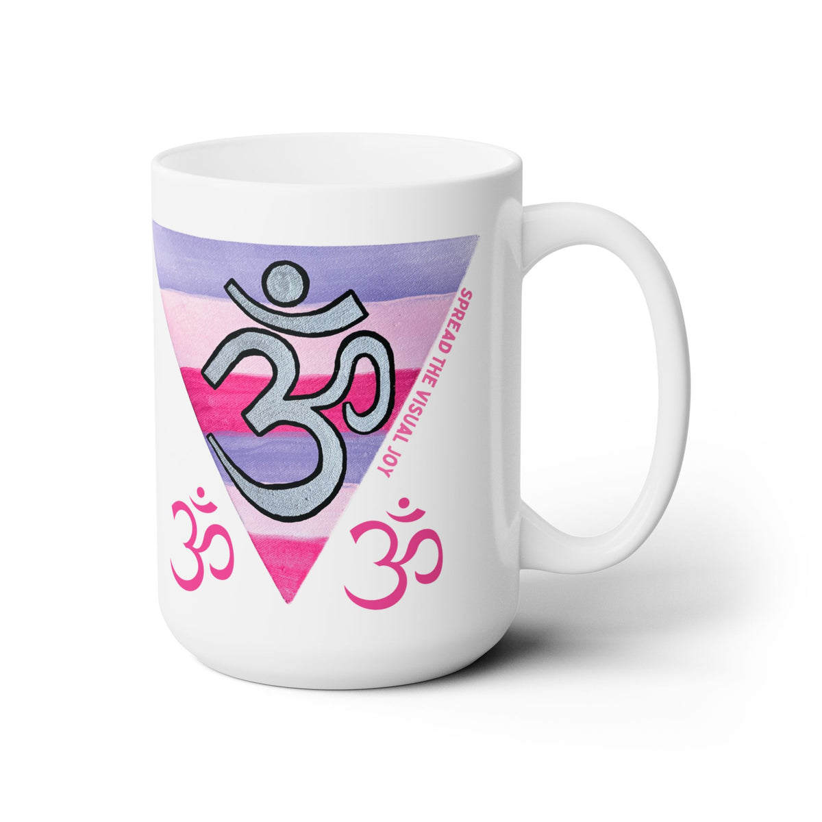 Silver OM on Berry Rainbow Large Ceramic Mug - Arjuna Rigby Art and Lifestyle Store