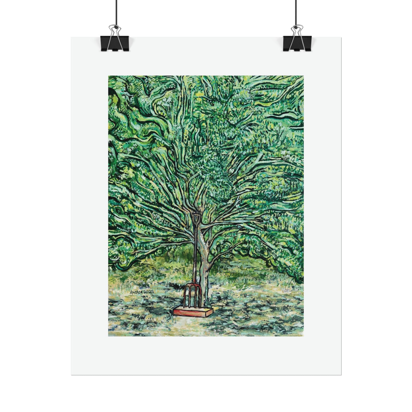 The Pear Tree or Dennis's Pitchfork Rolled Fine Art Print
