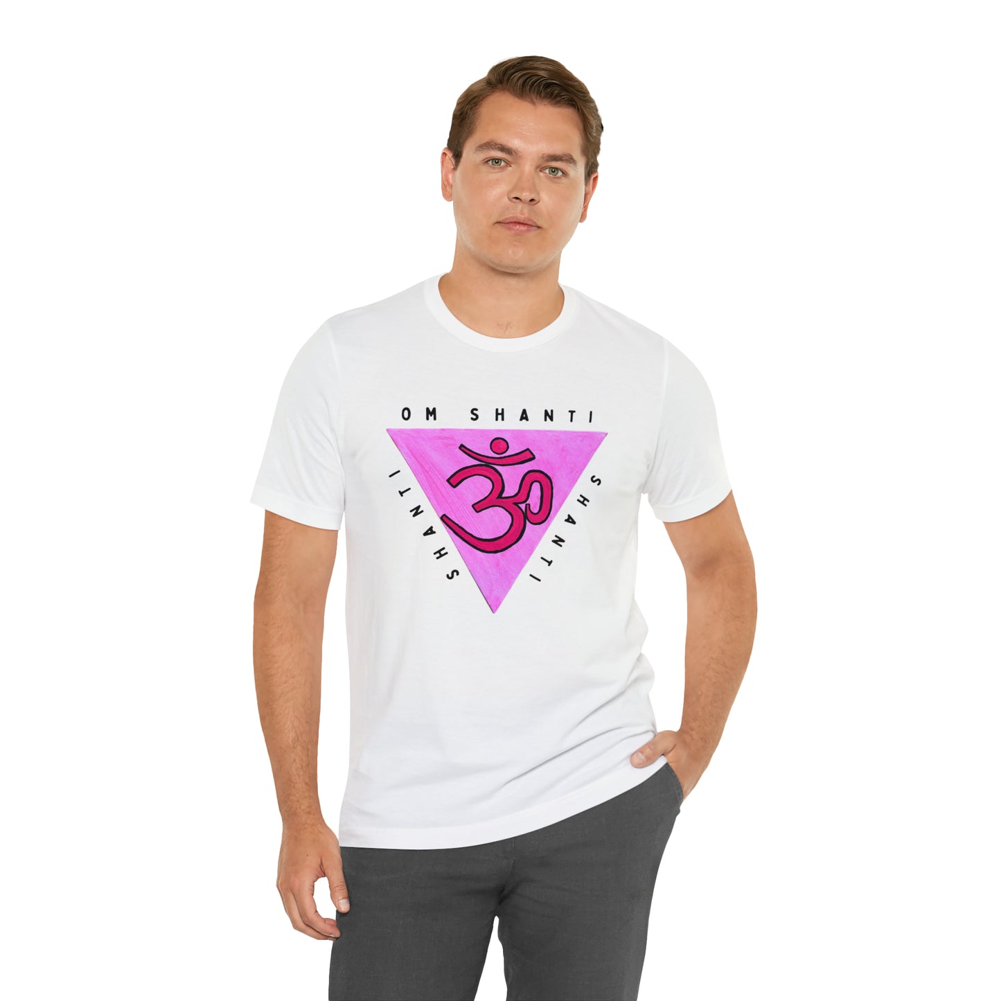 Pink Triangle OM T-Shirt - Arjuna Rigby Art and Lifestyle Store
