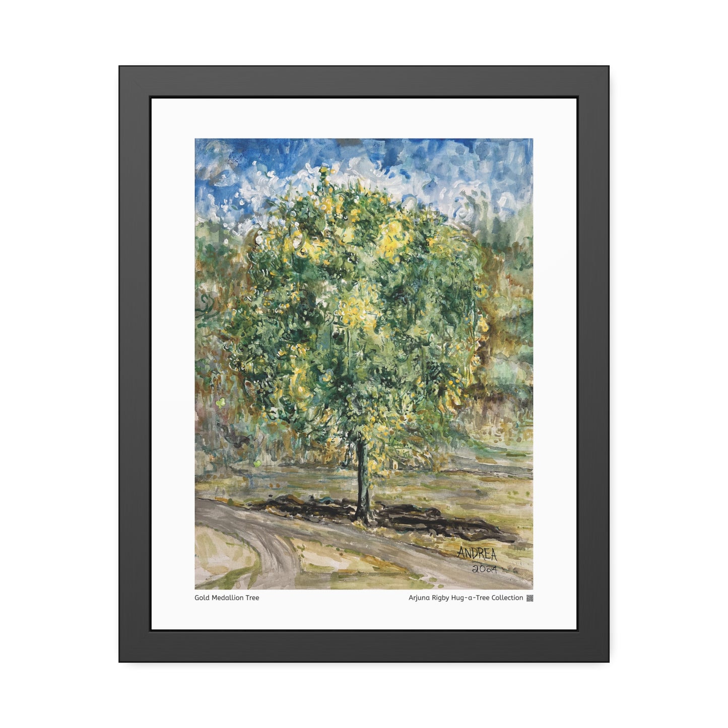 Gold Medallion Tree Framed Fine Art Print