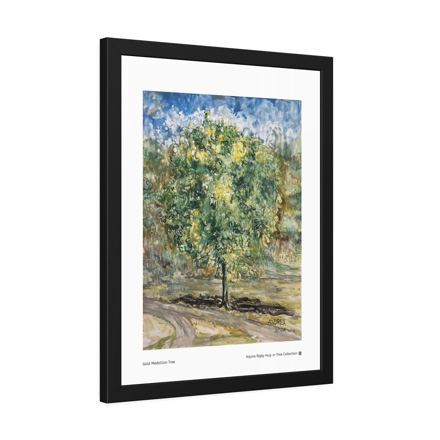 Gold Medallion Tree Framed Fine Art Print