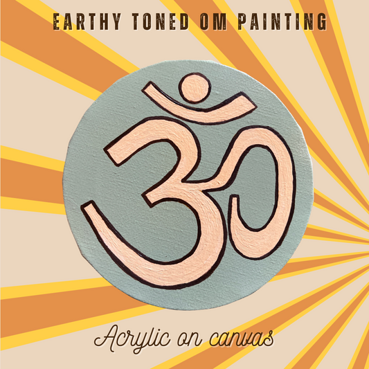 Small Hand Painted OM symbol Circle - Neutral Colors - Arjuna Rigby Art and Lifestyle Store
