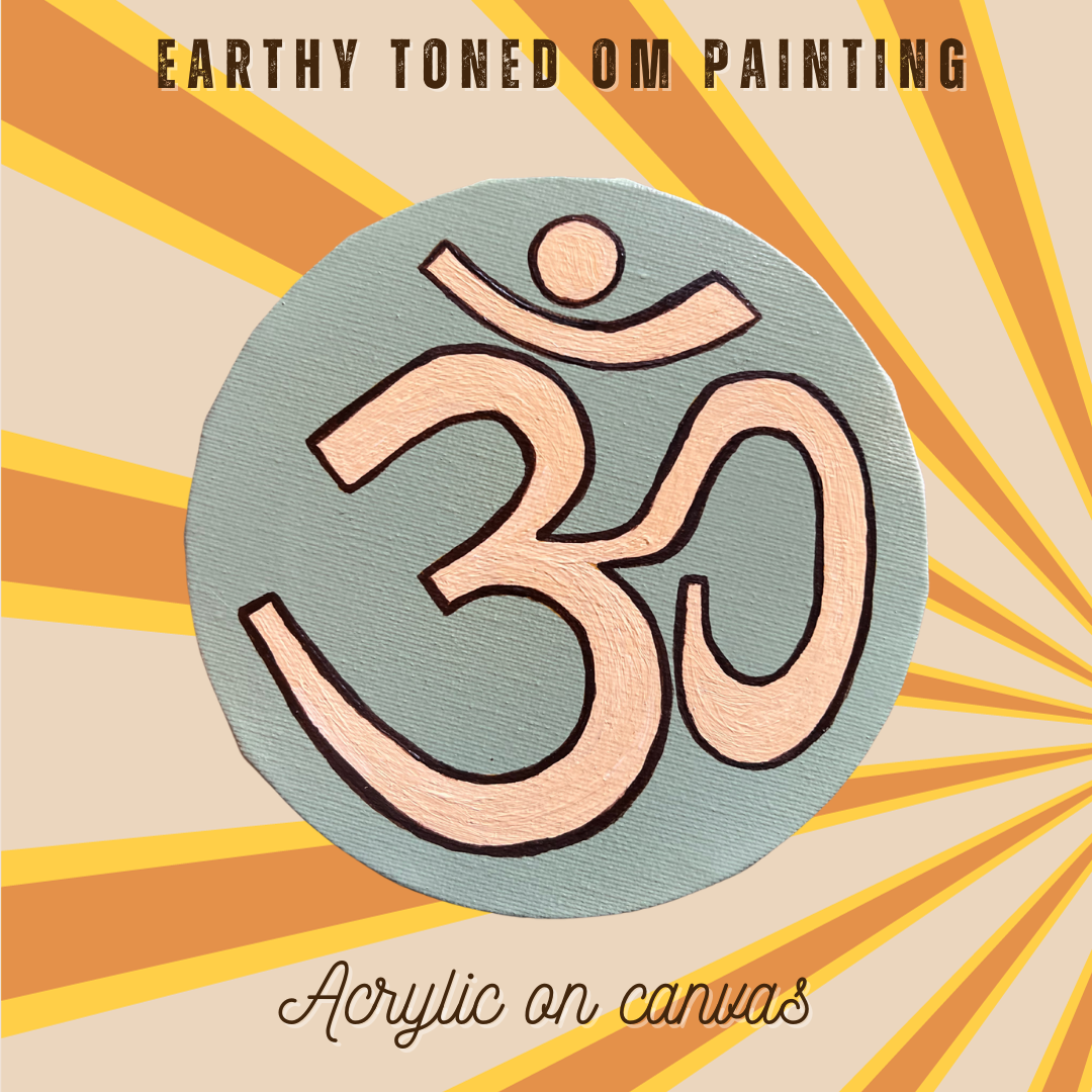 Small Hand Painted OM symbol Circle - Neutral Colors - Arjuna Rigby Art and Lifestyle Store
