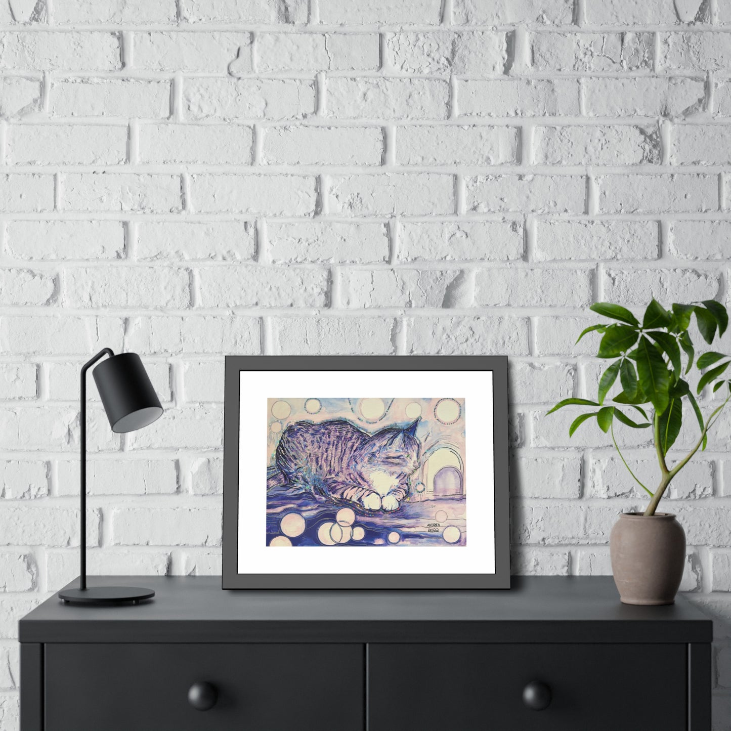 Cat Vibes Framed Fine Art Print - Arjuna Rigby Art and Lifestyle Store