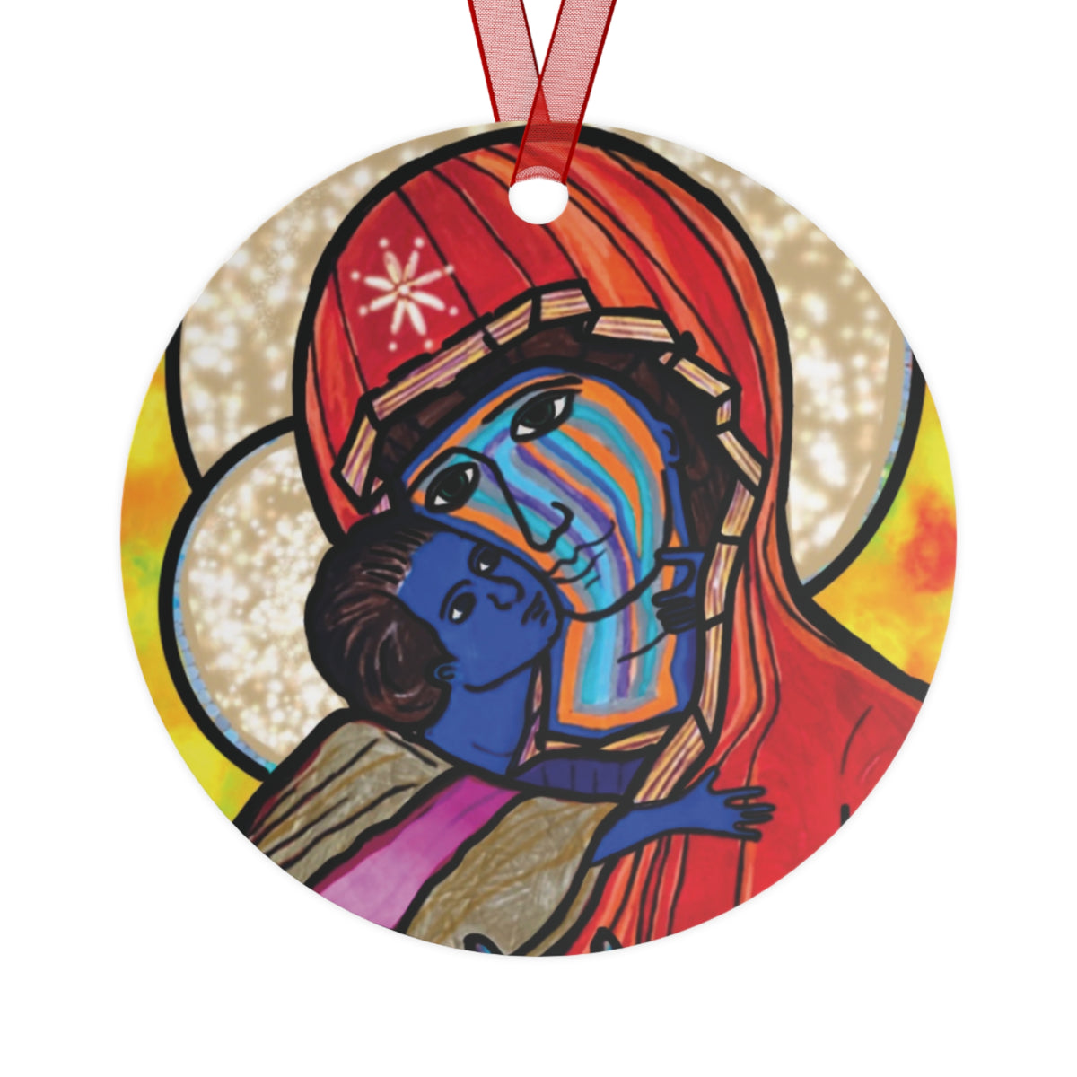 Madonna & Child (Orange Robes) Ornament - Arjuna Rigby Art and Lifestyle Store