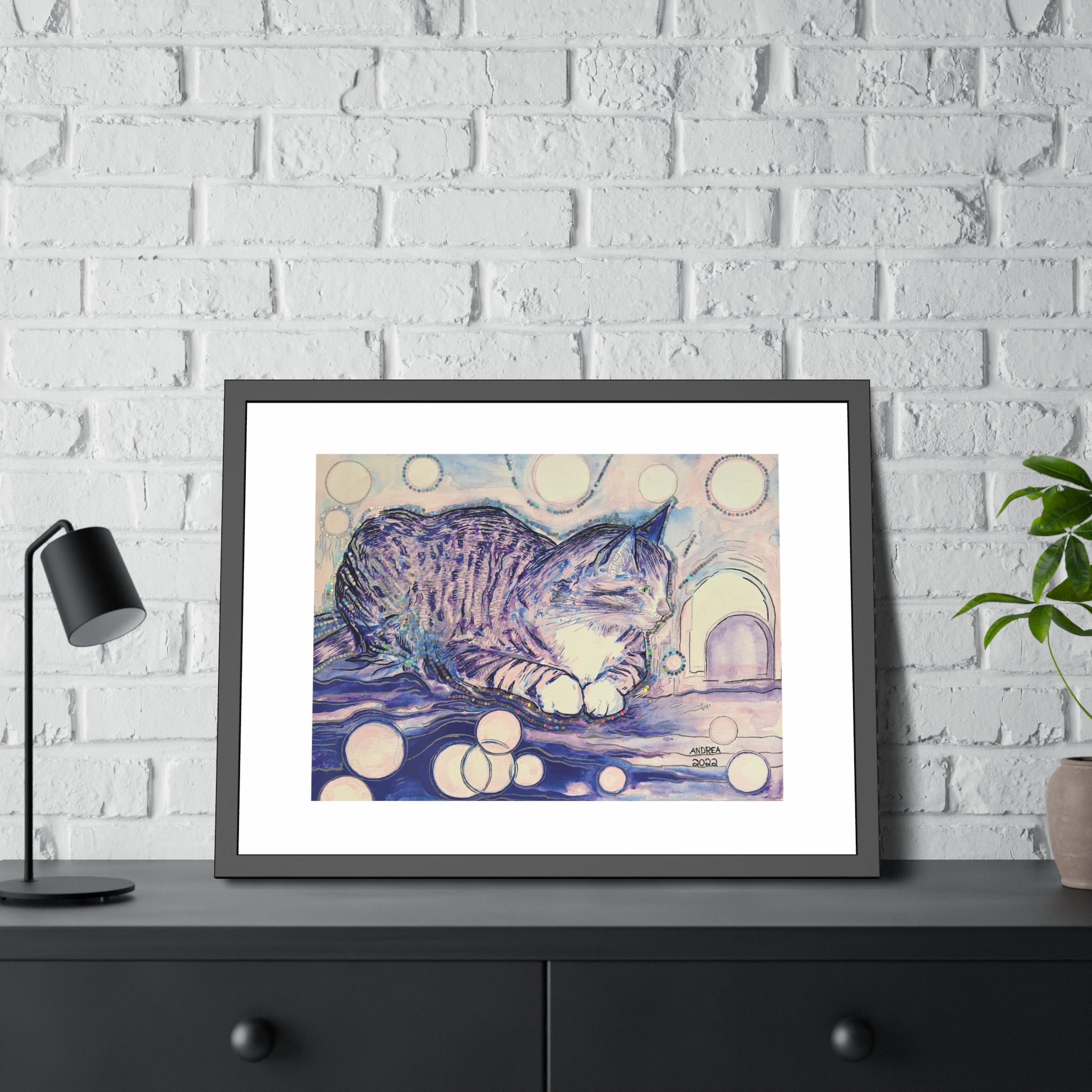 Cat Vibes Framed Fine Art Print - Arjuna Rigby Art and Lifestyle Store