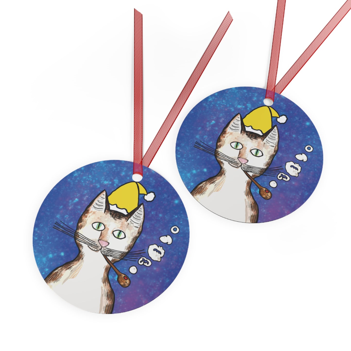 Gentleman's Cat with Winter Hat metal ornament