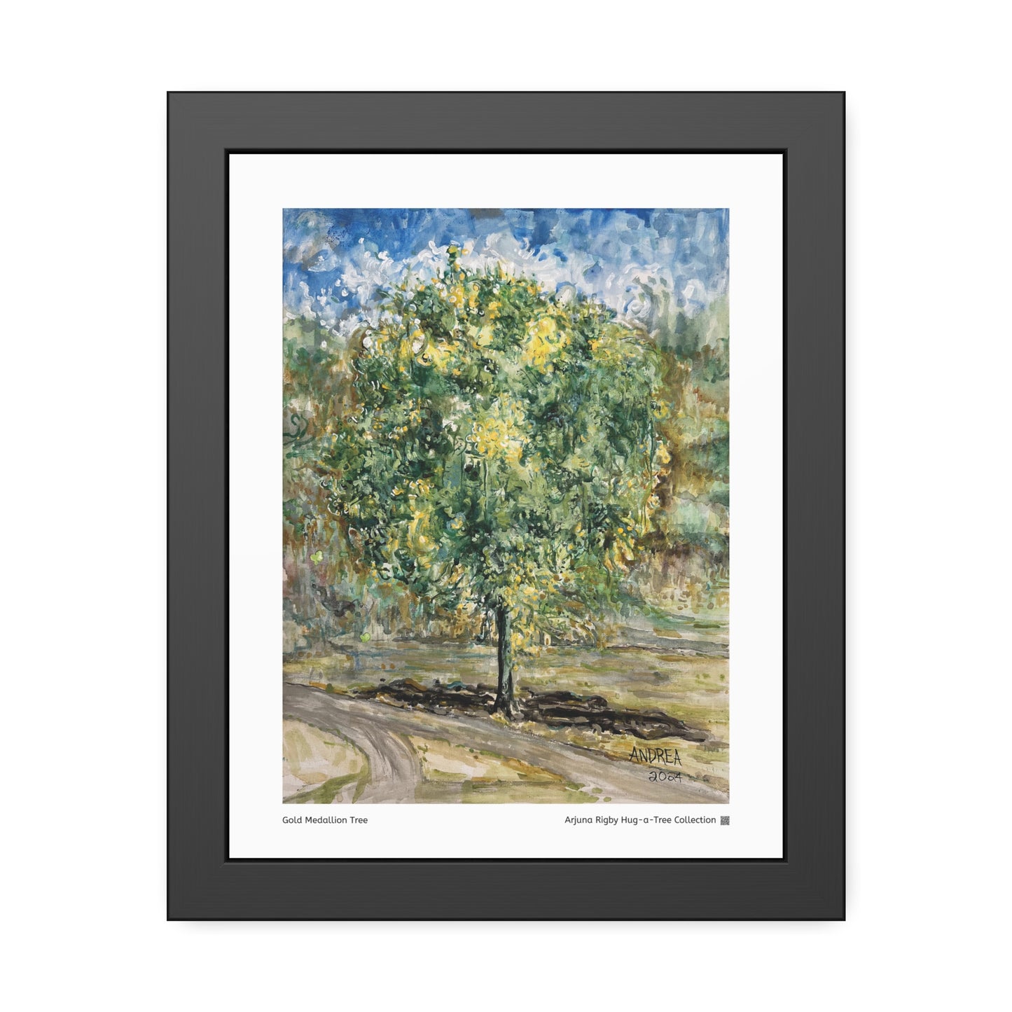 Gold Medallion Tree Framed Fine Art Print
