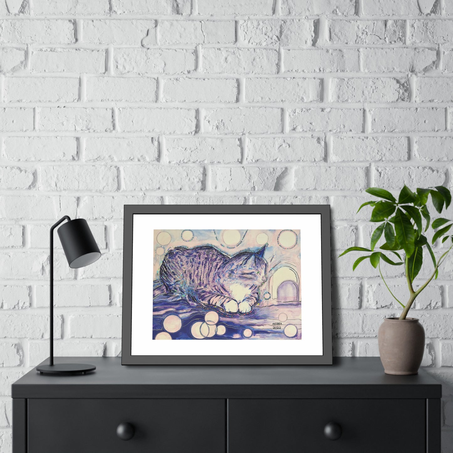Cat Vibes Framed Fine Art Print - Arjuna Rigby Art and Lifestyle Store