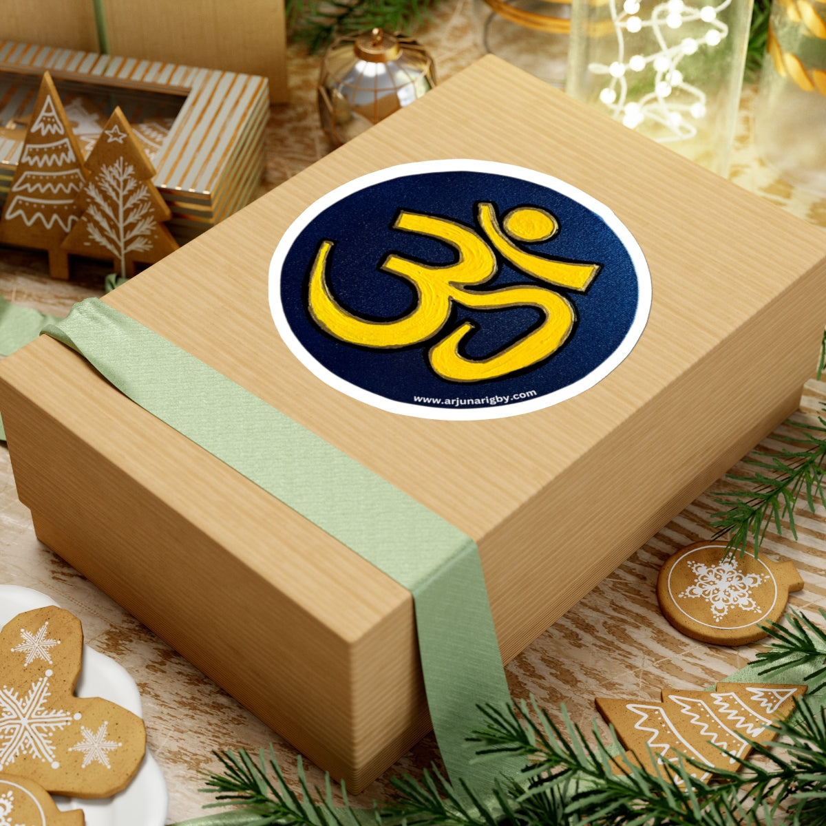 Yellow & Blue OM Sticker - Arjuna Rigby Art and Lifestyle Store