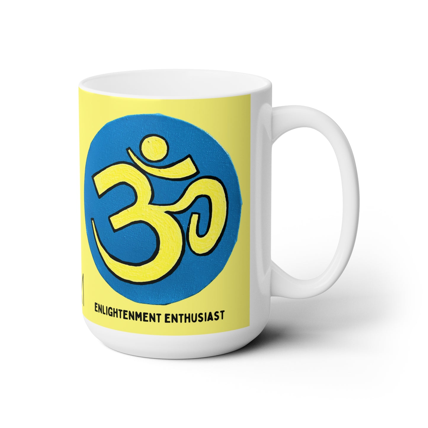 Lagoon blue & Yellow OM Jumbo Size Mug - Arjuna Rigby Art and Lifestyle Store