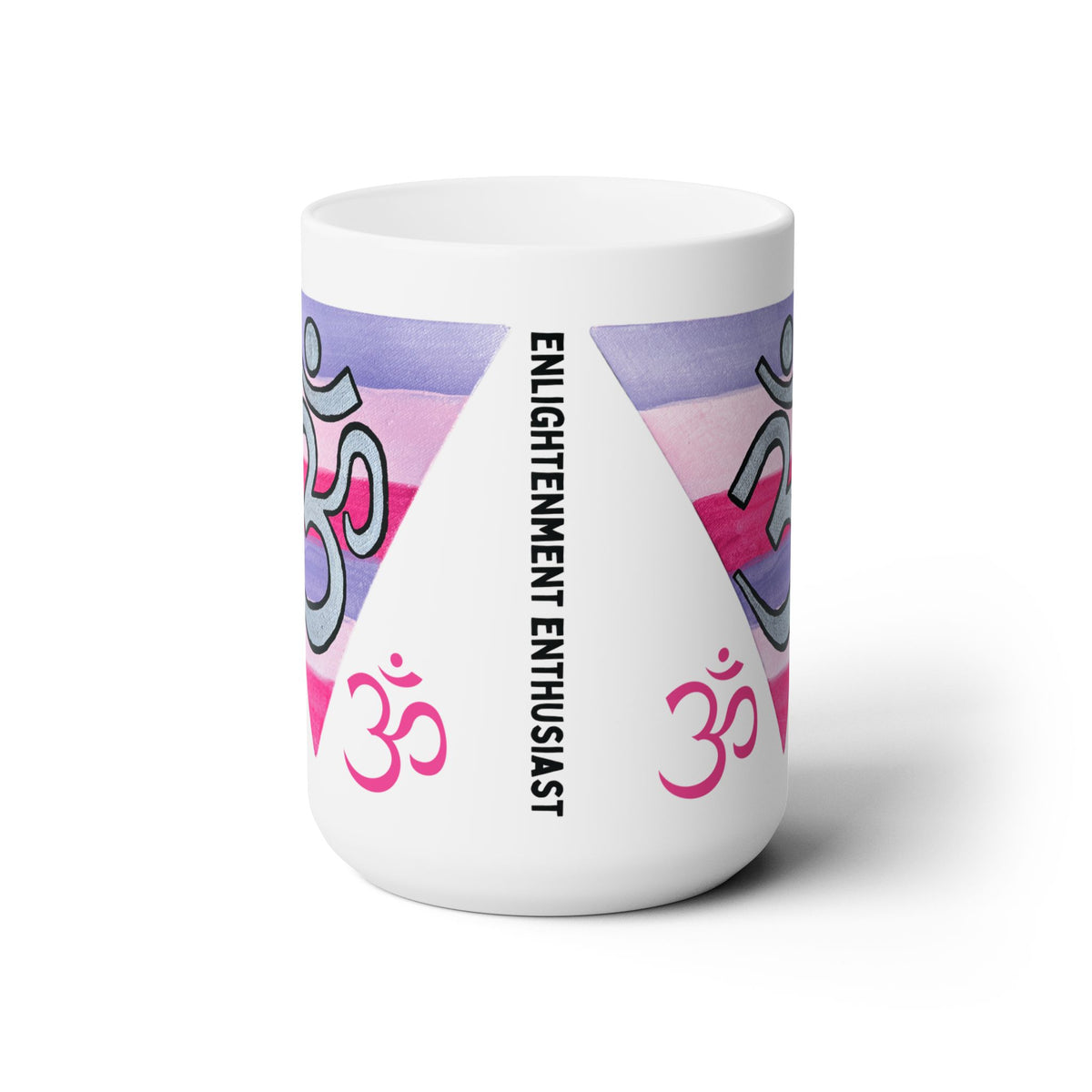 Silver OM on Berry Rainbow Large Ceramic Mug - Arjuna Rigby Art and Lifestyle Store