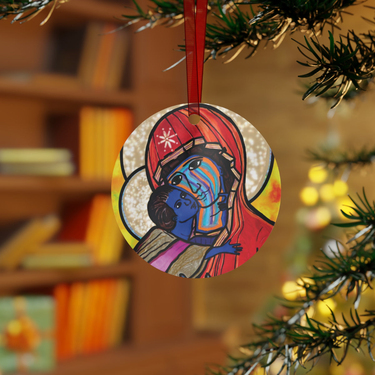 Madonna & Child (Orange Robes) Ornament - Arjuna Rigby Art and Lifestyle Store