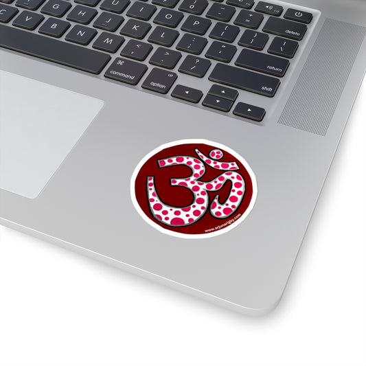 Red & Pink Polka Dot OM Sticker - Arjuna Rigby Art and Lifestyle Store