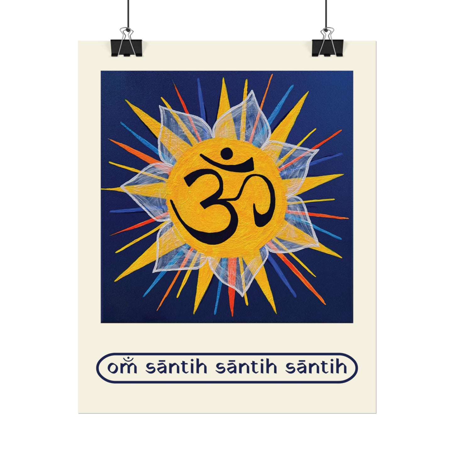 Sunburst OM on Navy Blue Rolled Fine Art Print