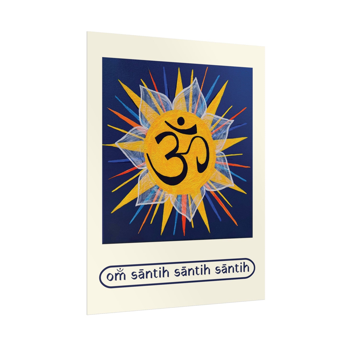Sunburst OM on Navy Blue Rolled Fine Art Print