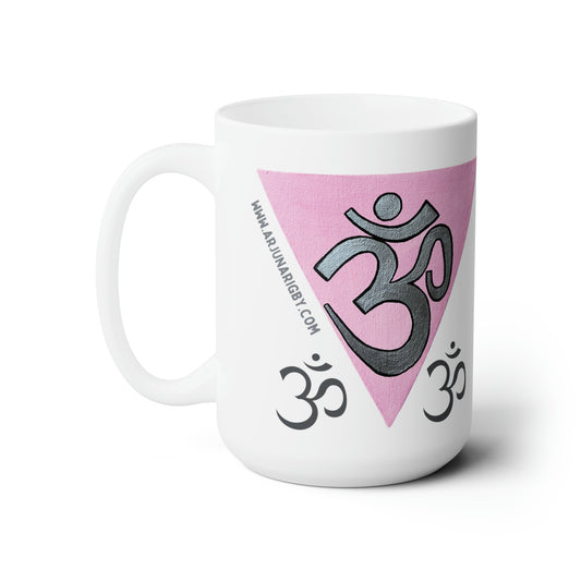 Pink Triangle with Silver OM Jumbo Size Mug - Arjuna Rigby Art and Lifestyle Store