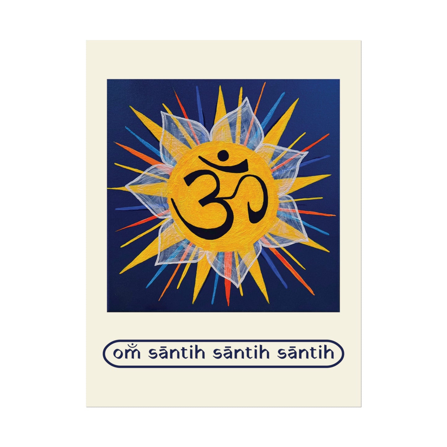 Sunburst OM on Navy Blue Rolled Fine Art Print