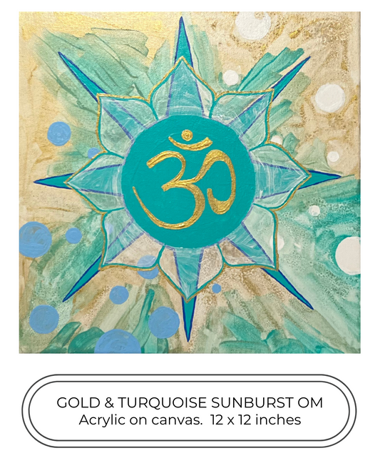 Gold & Turquoise Reiki Sunburst Om