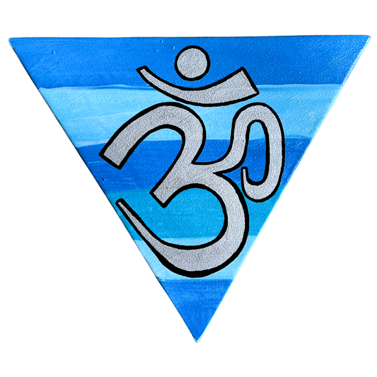 Blue Rainbow Triangle with Silver OM - Arjuna Rigby Art and Lifestyle Store
