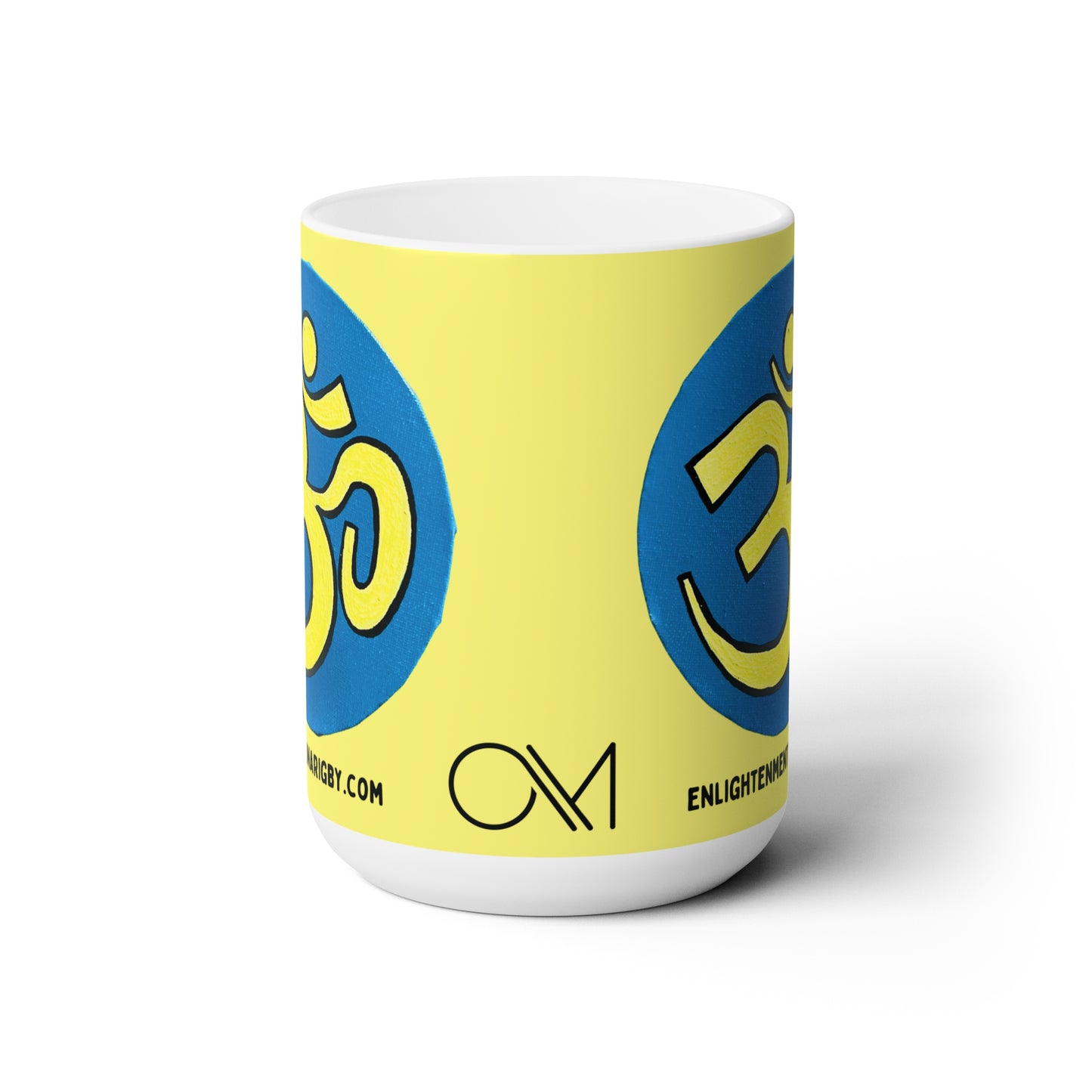 Lagoon blue & Yellow OM Jumbo Size Mug - Arjuna Rigby Art and Lifestyle Store