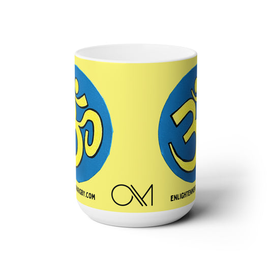 Lagoon blue & Yellow OM Jumbo Size Mug - Arjuna Rigby Art and Lifestyle Store