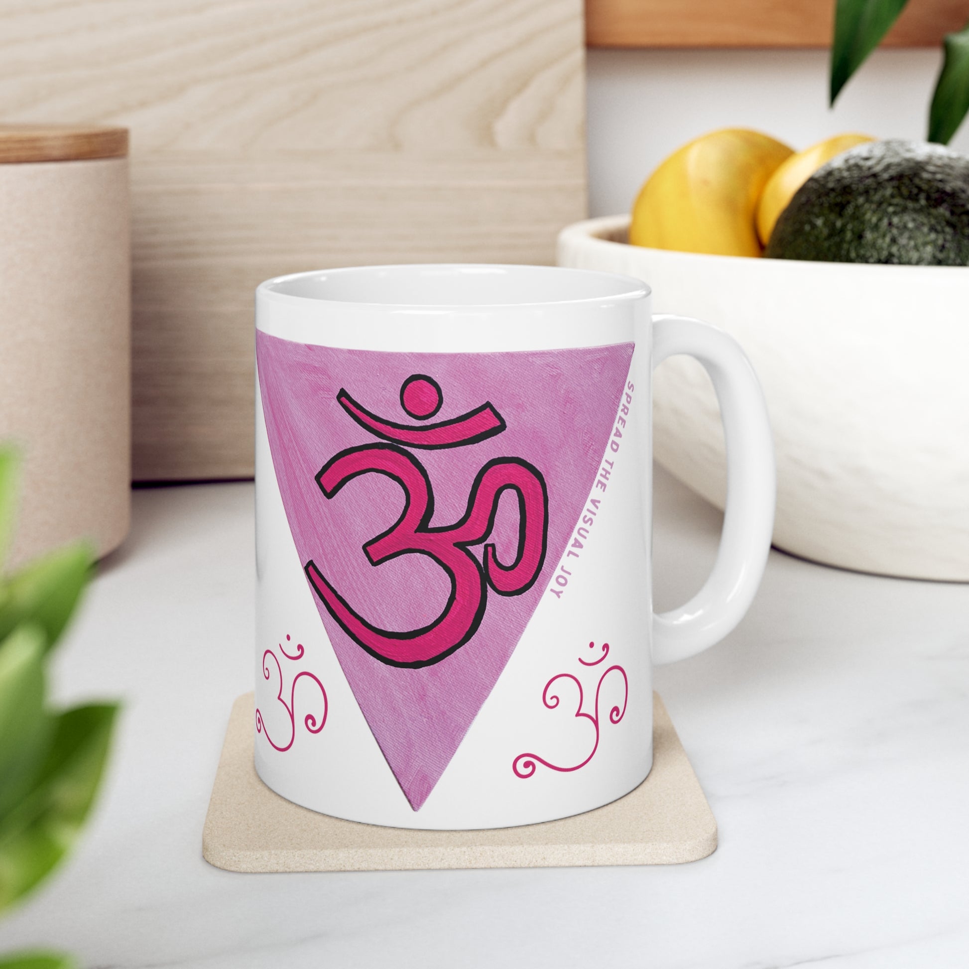 Pink Triangle OM Mug - Arjuna Rigby Art and Lifestyle Store