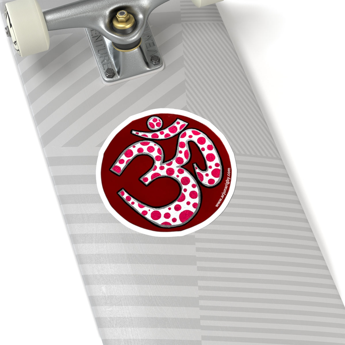 Red & Pink Polka Dot OM Sticker - Arjuna Rigby Art and Lifestyle Store