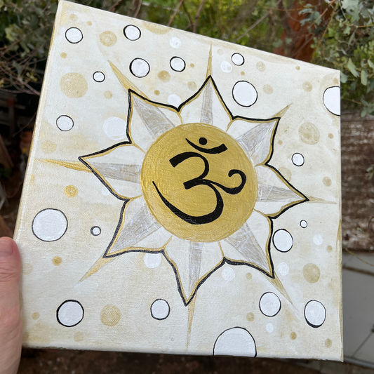 Gold & Black Sunburst OM 12 x 12 inch painting