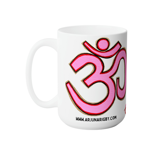 Pink & Red OM Jumbo Size Mug - Arjuna Rigby Art and Lifestyle Store