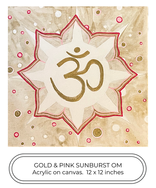 Gold & Pink Sunburst OM 12 x 12 inch painting
