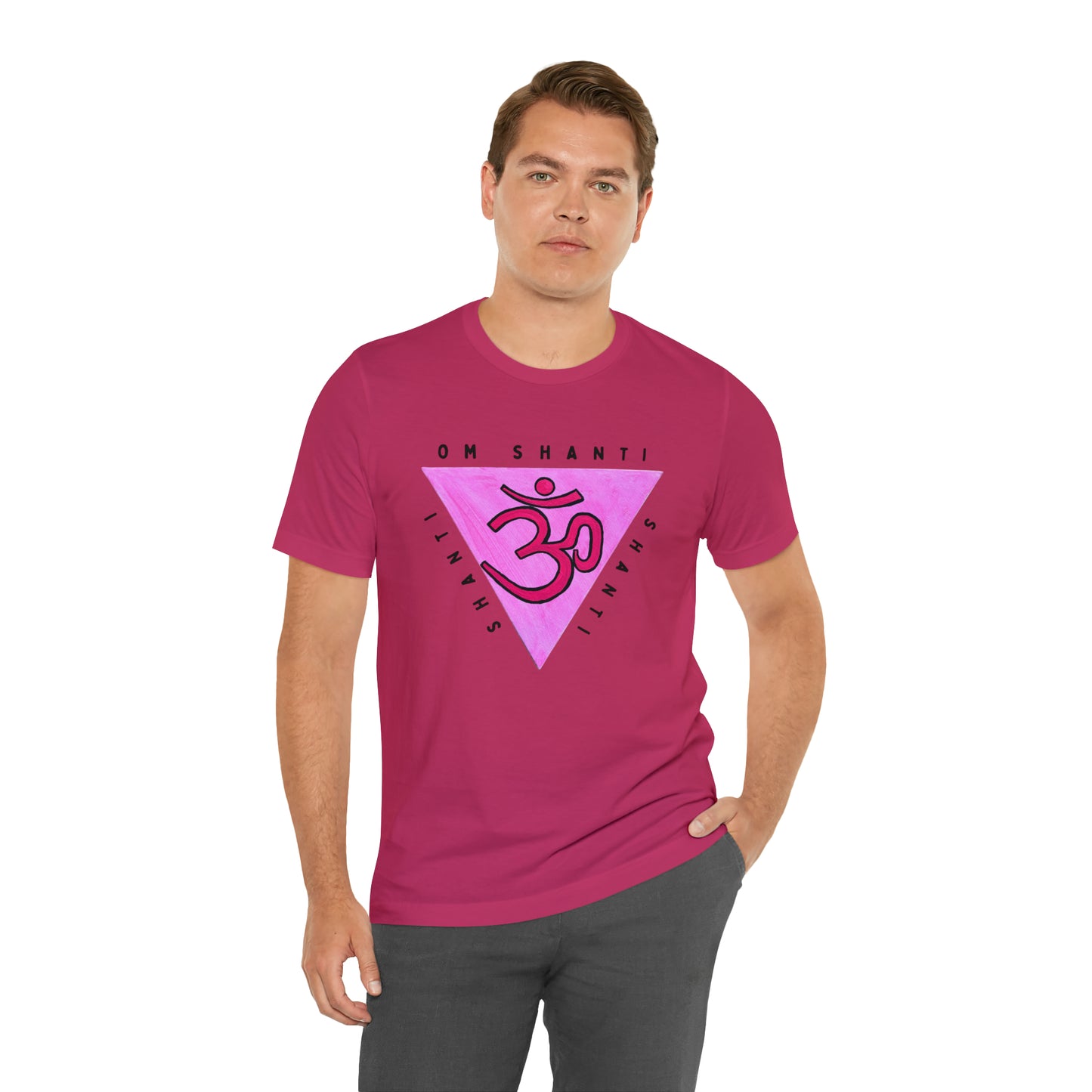 Pink Triangle OM T-Shirt - Arjuna Rigby Art and Lifestyle Store