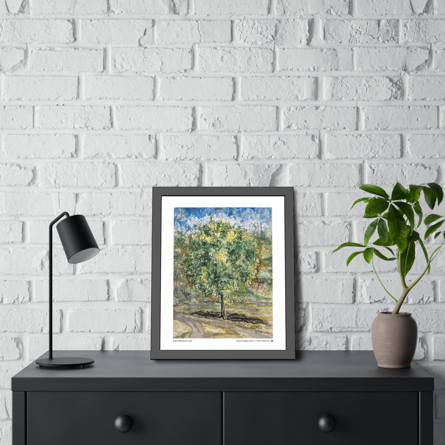 Gold Medallion Tree Framed Fine Art Print