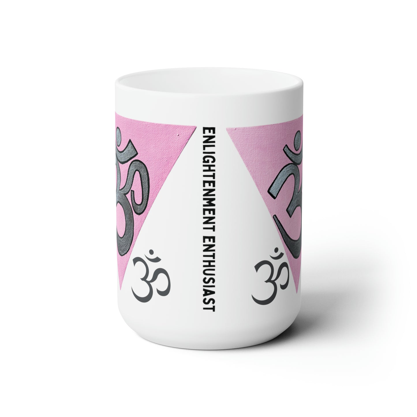 Pink Triangle with Silver OM Jumbo Size Mug - Arjuna Rigby Art and Lifestyle Store