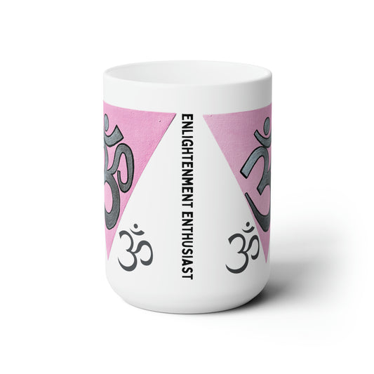 Pink Triangle with Silver OM Jumbo Size Mug - Arjuna Rigby Art and Lifestyle Store