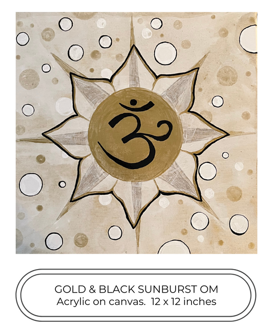 Gold & Black Sunburst OM 12 x 12 inch painting