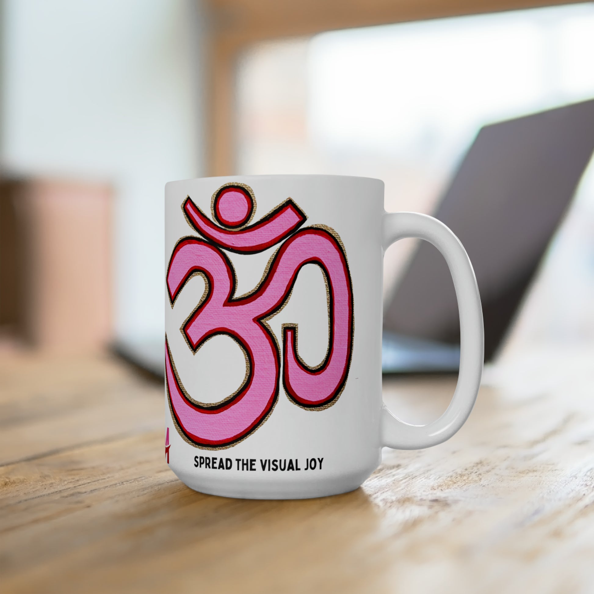 Pink & Red OM Jumbo Size Mug - Arjuna Rigby Art and Lifestyle Store