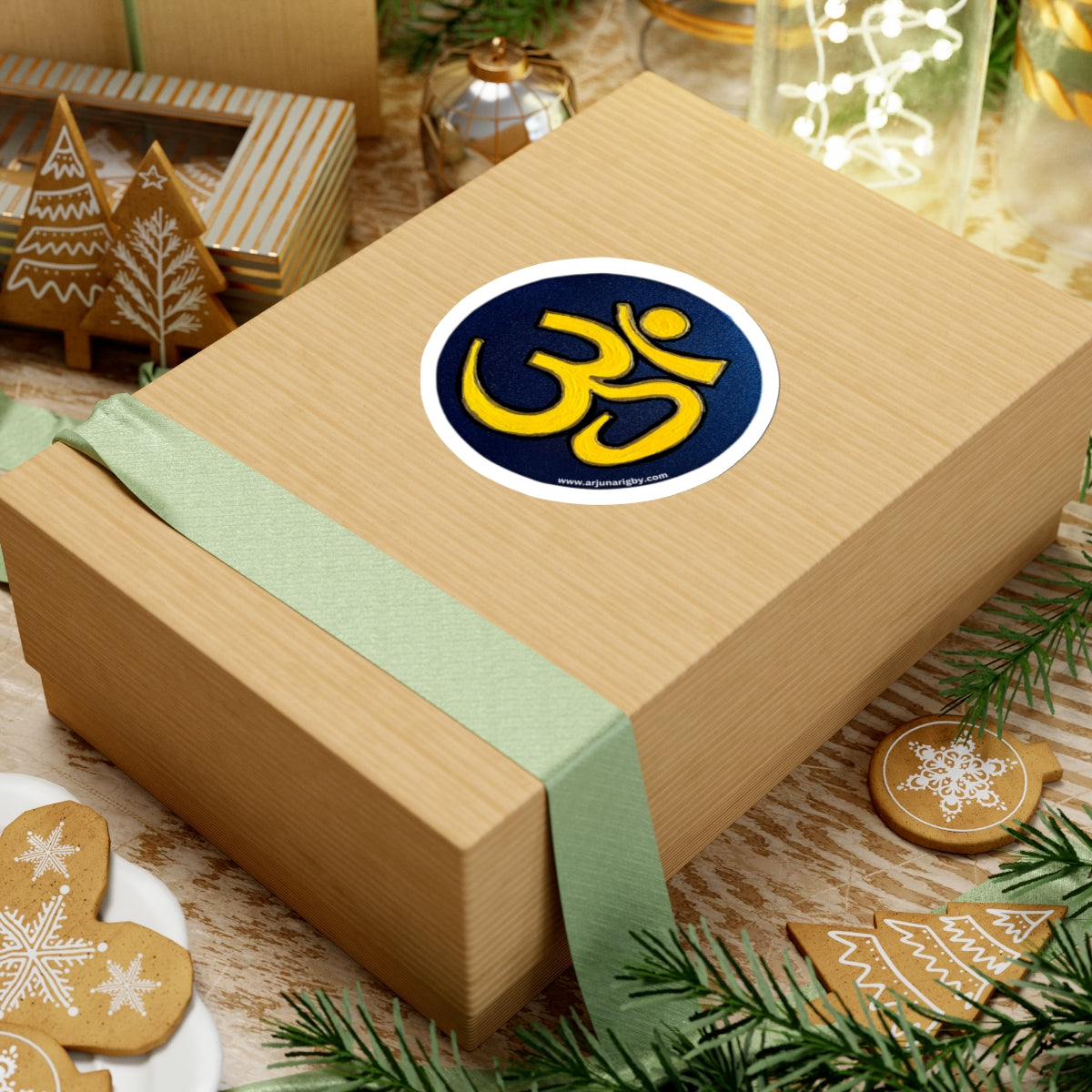 Yellow & Blue OM Sticker - Arjuna Rigby Art and Lifestyle Store