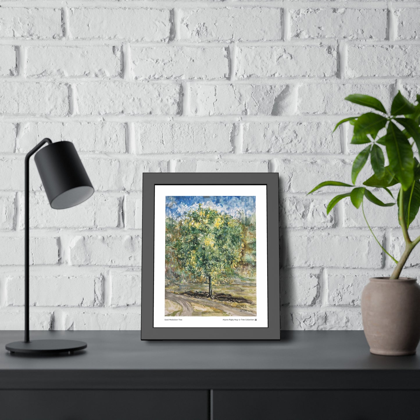Gold Medallion Tree Framed Fine Art Print