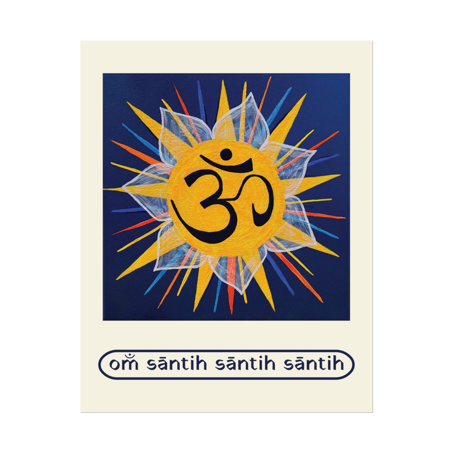 Sunburst OM on Navy Blue Rolled Fine Art Print