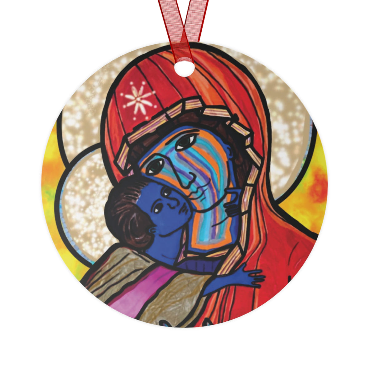 Madonna & Child (Orange Robes) Ornament - Arjuna Rigby Art and Lifestyle Store