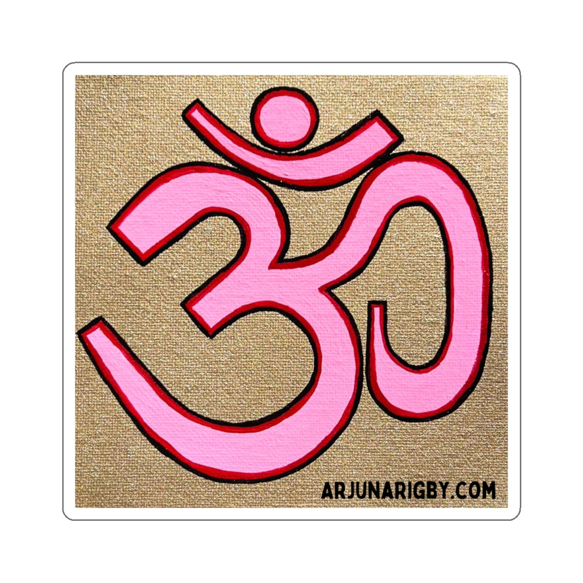 Pink & Red OM on Gold Sticker - Arjuna Rigby Art and Lifestyle Store