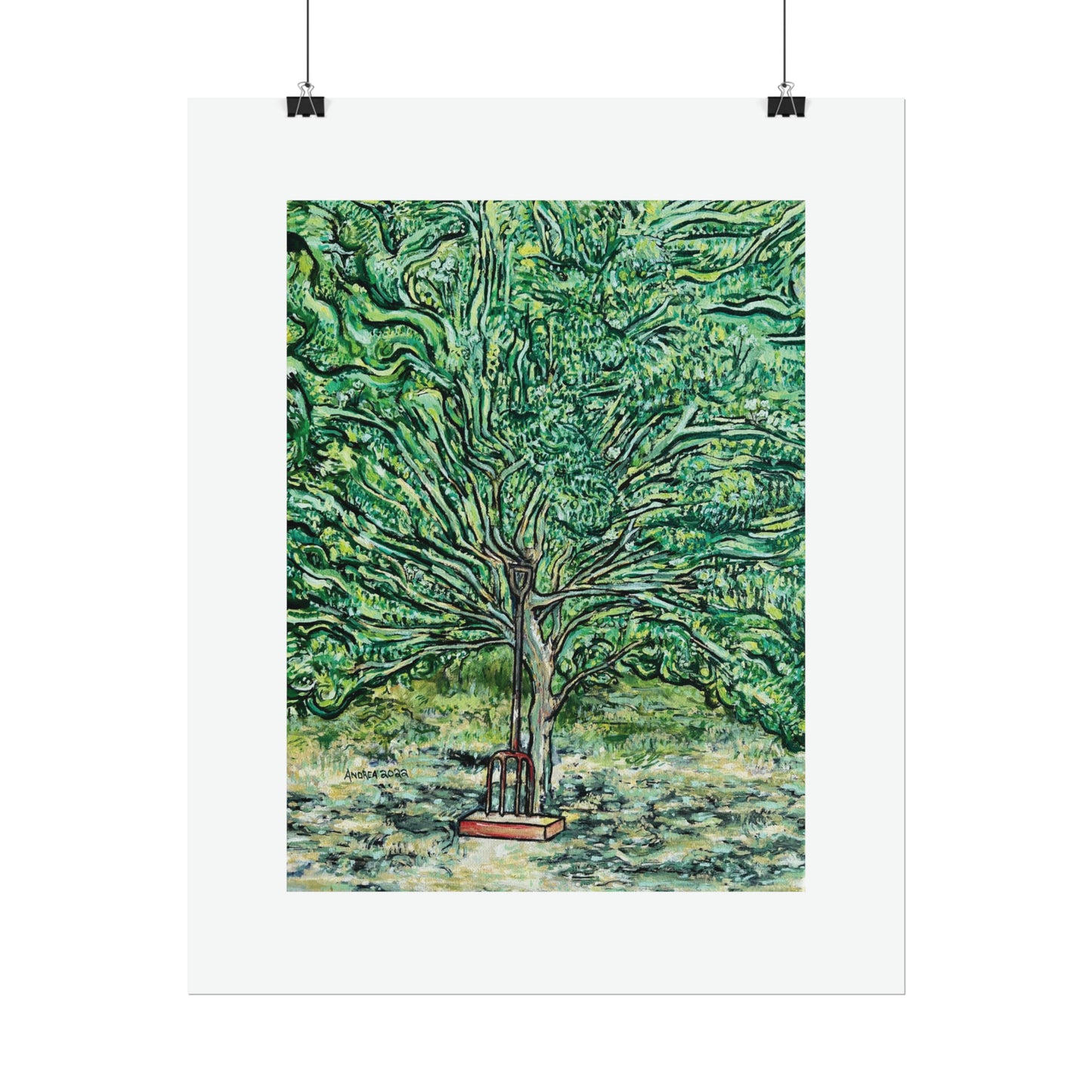 The Pear Tree or Dennis's Pitchfork Rolled Fine Art Print