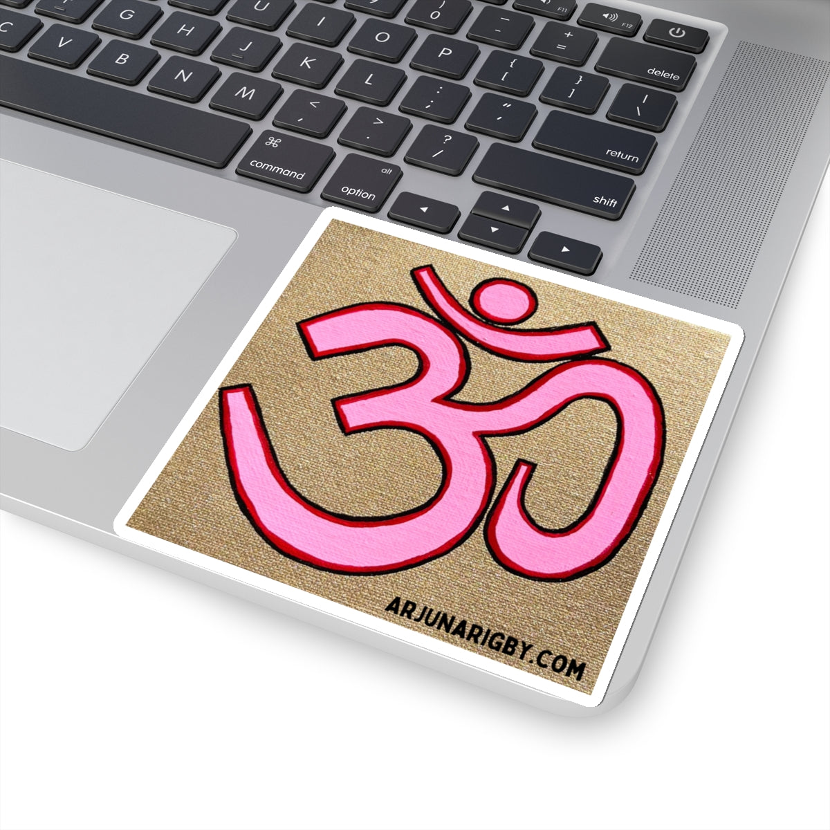 Pink & Red OM on Gold Sticker - Arjuna Rigby Art and Lifestyle Store