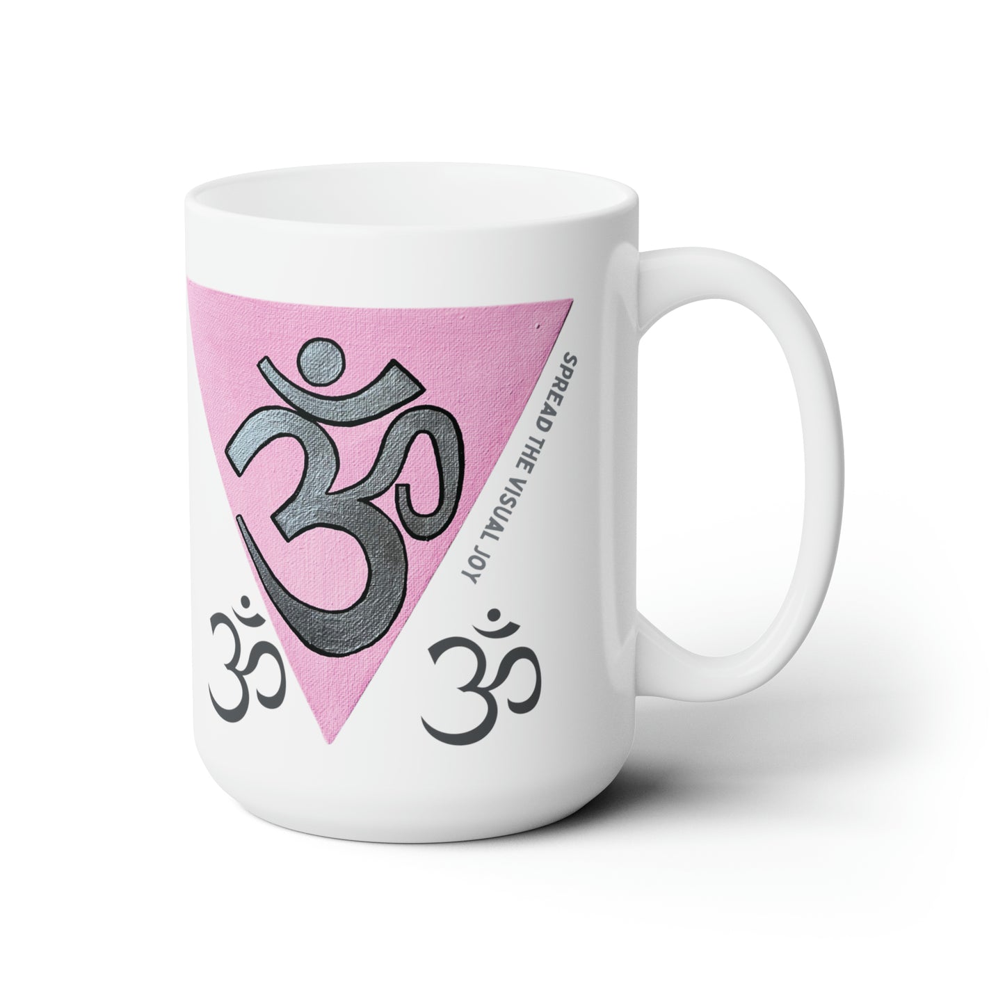 Pink Triangle with Silver OM Jumbo Size Mug - Arjuna Rigby Art and Lifestyle Store