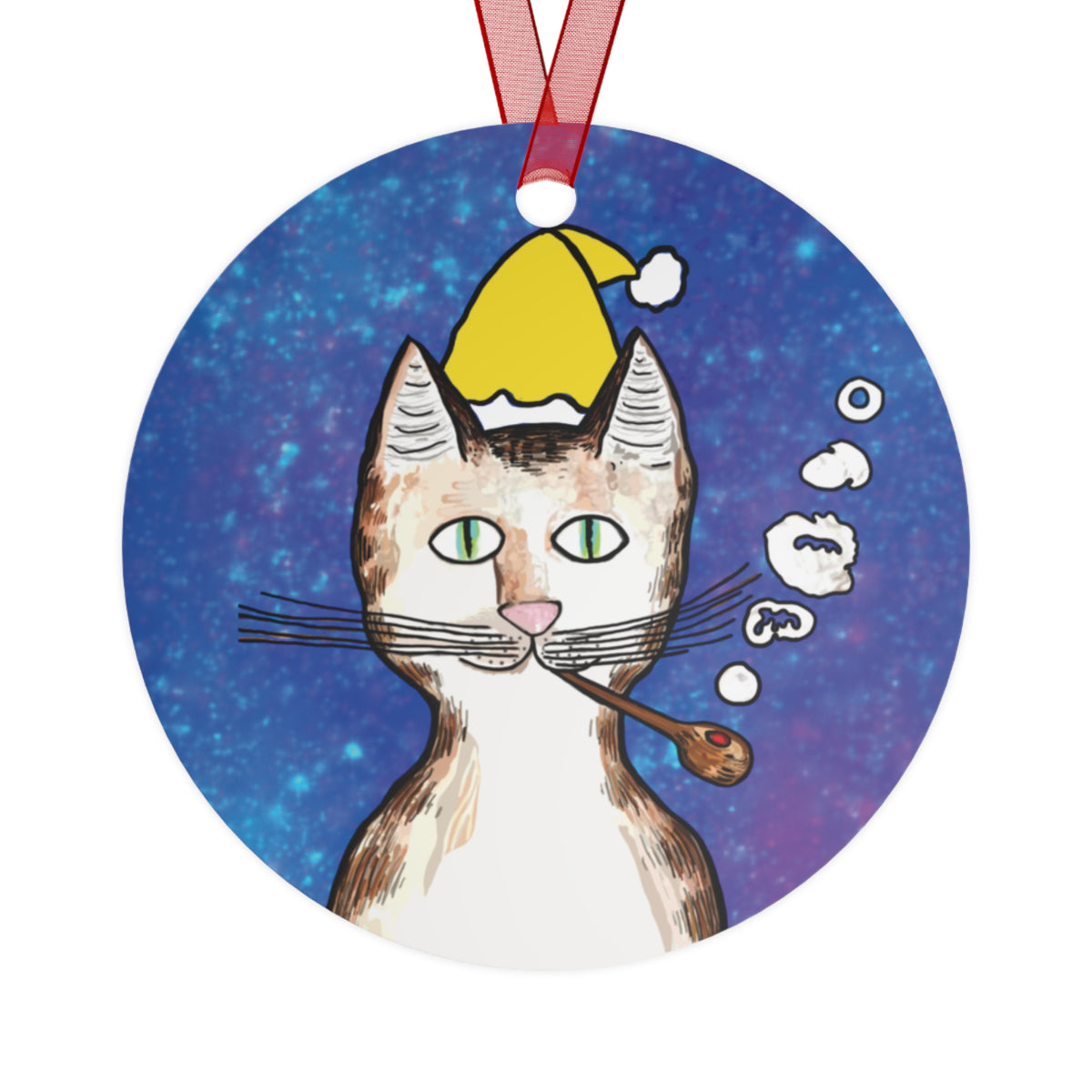 Gentleman's Cat with Winter Hat metal ornament - Arjuna Rigby Art and Lifestyle Store