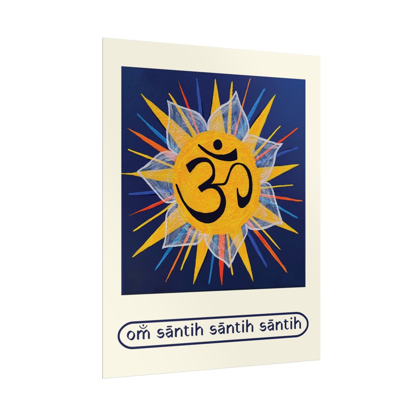 Sunburst OM on Navy Blue Rolled Fine Art Print