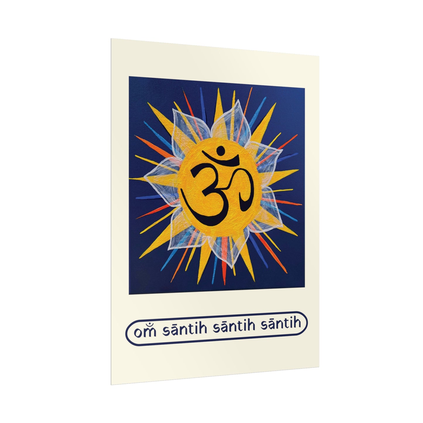 Sunburst OM on Navy Blue Rolled Fine Art Print