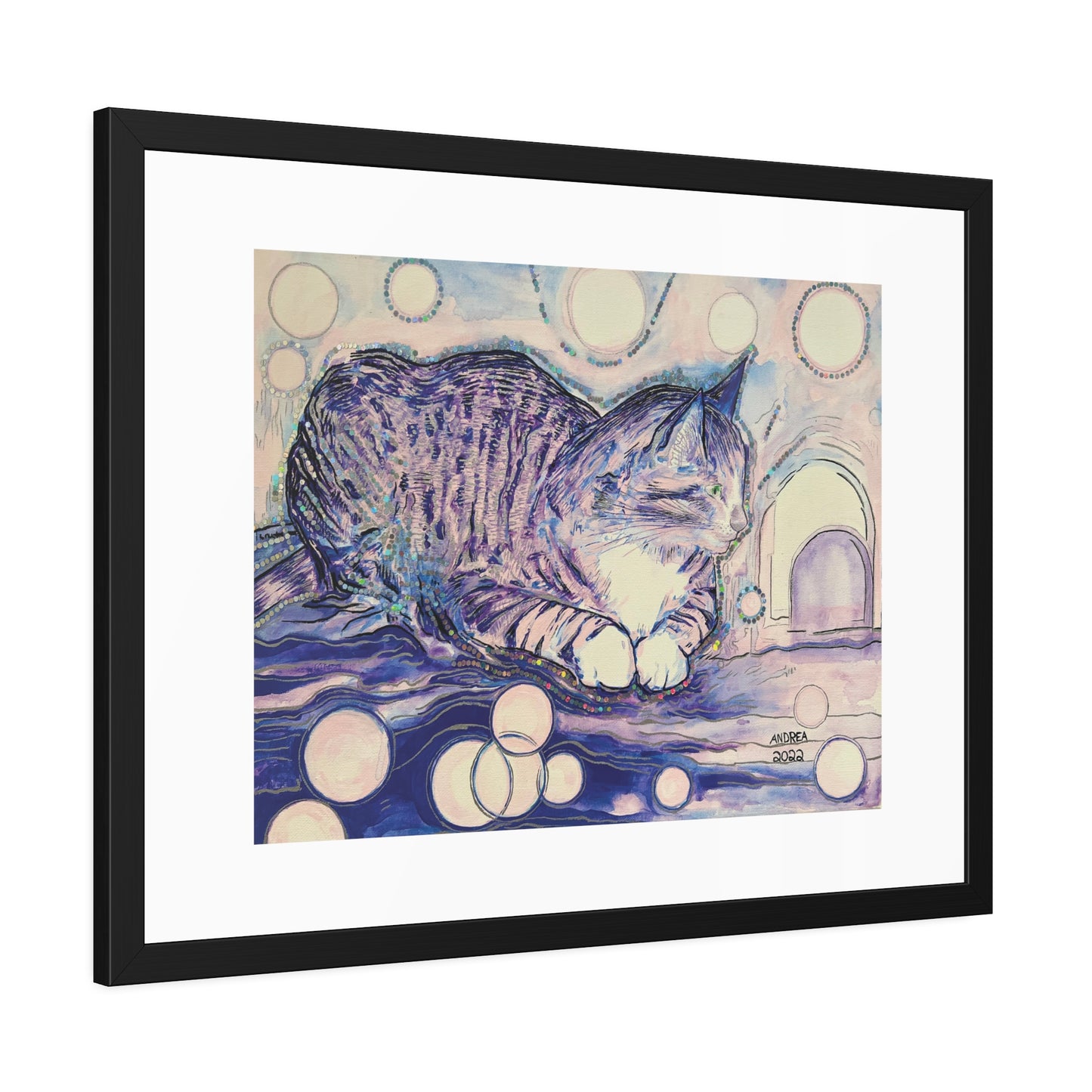 Cat Vibes Framed Fine Art Print - Arjuna Rigby Art and Lifestyle Store