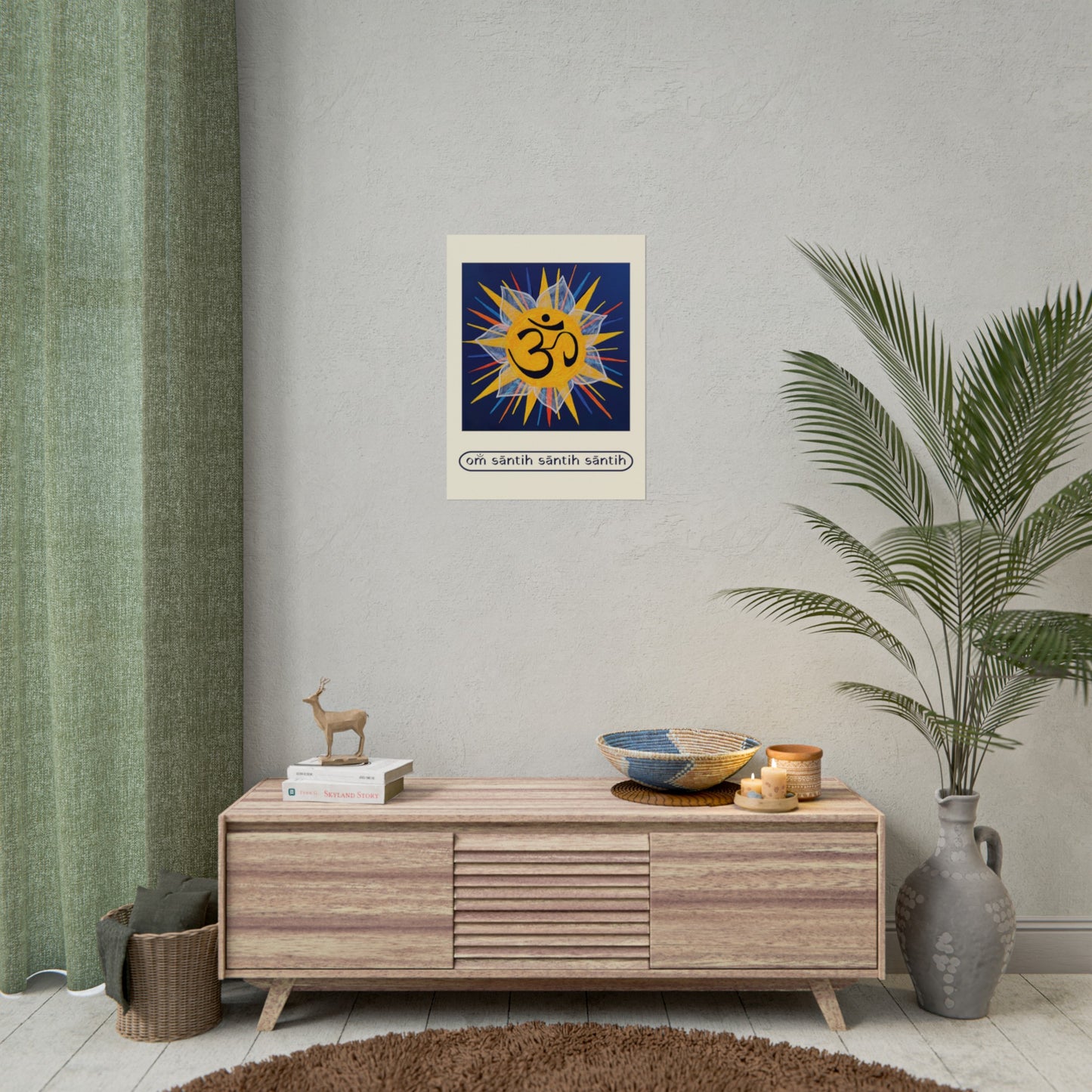 Sunburst OM on Navy Blue Rolled Fine Art Print